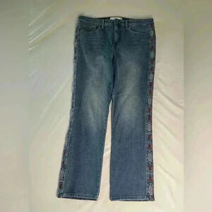 Sam Edelman Embroidered High-rise Slim Straight Leg Denim Jeans size 32